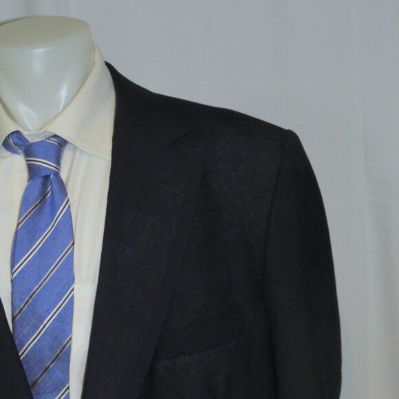 Henry Poole Savile Row Bespoke Navy Blue Gold Button Blazer 46XL - Picture 1 of 12